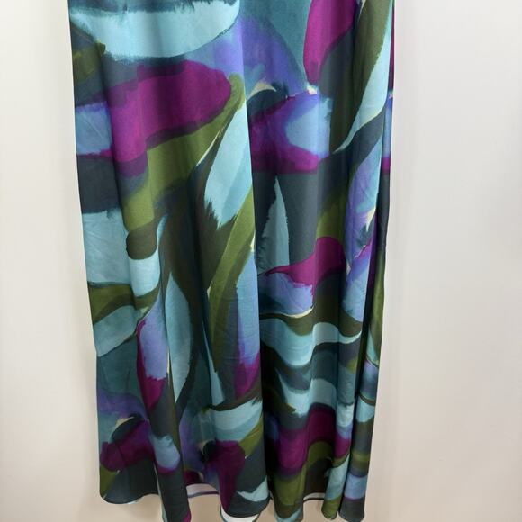 Banana Republic Factory Silky Crepe Midi Dress 2024 Small Watercolor Sleeveless - Picture 3 of 13